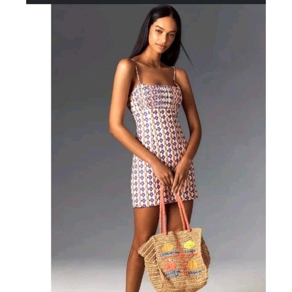 ANTHROPOLOGIE MAEVE THE OPHELIA LINEN SLIM MINI DRESS SIZE 14